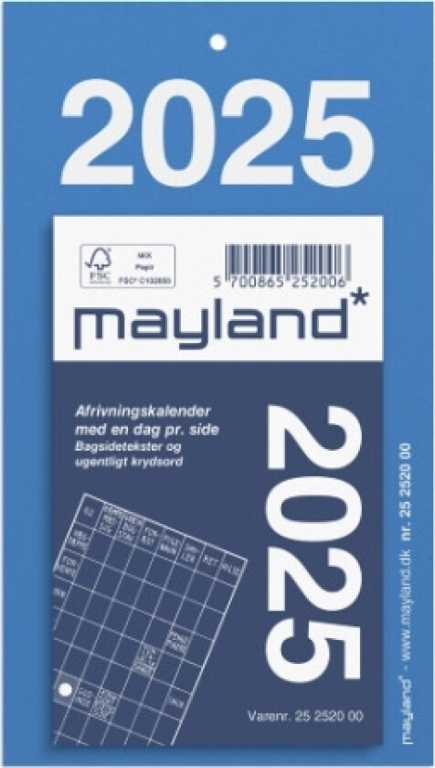 Afrivningskalender M/Bagsidetekst 2025