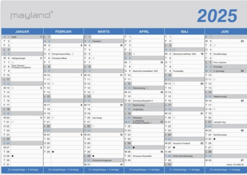 Kontorkalender Klasse A4 2025