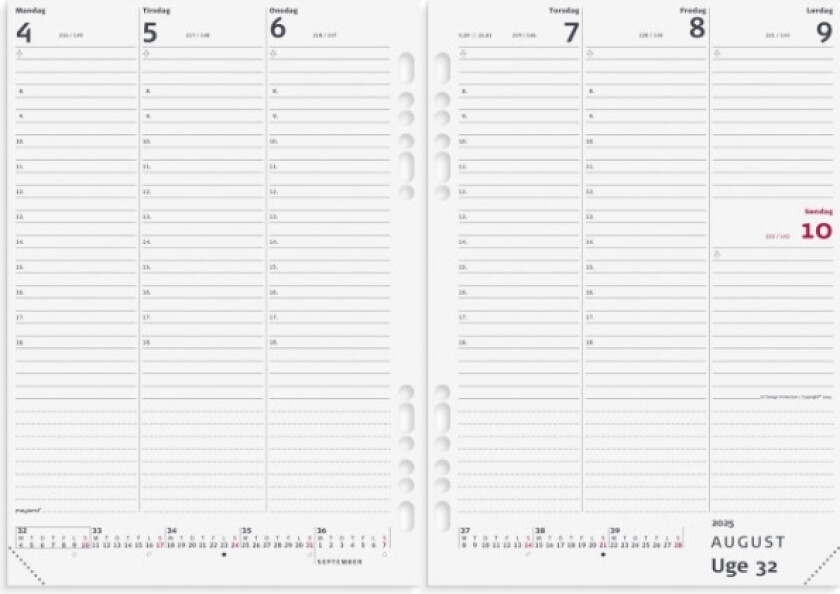 System A5 Ugekalender Højformat Refill 2025