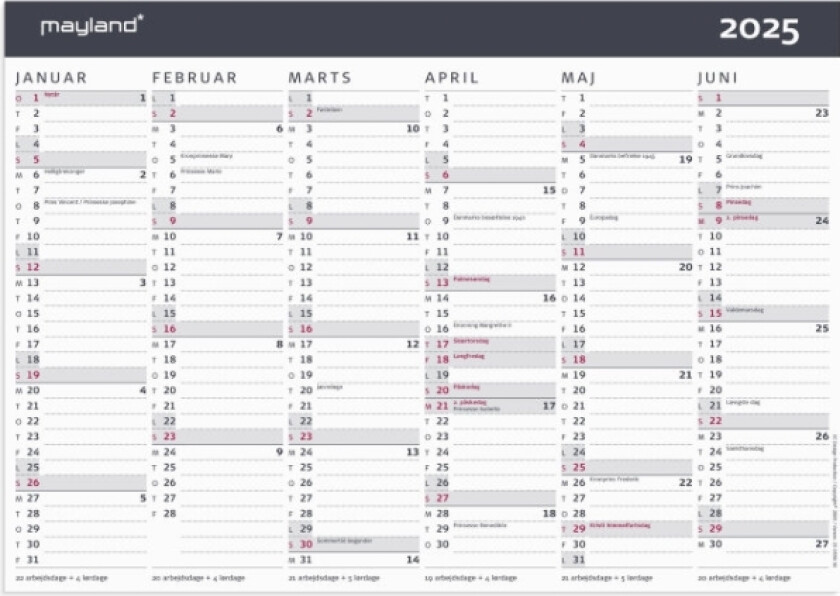 Kontorkalender Moderne A4 2025