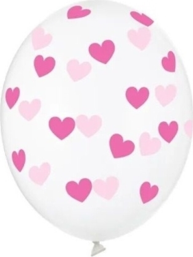 Strong Ballonger, Fuchsia Hjerter, 30 Cm, 6 Stk Universal
