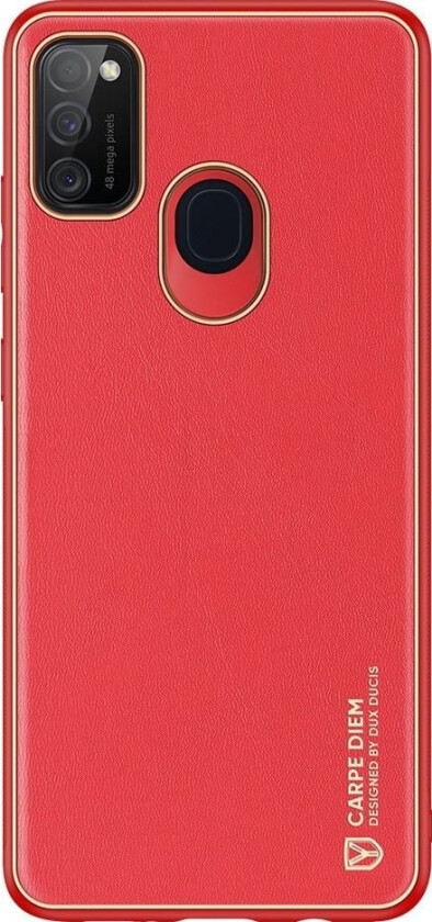 Yolo Elegant Deksel Laget Av Økologisk Lær For Samsung Galaxy M30s Rød