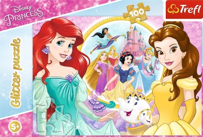 Puzzle Glitter Skinnende Disney-Prinsesser Bella Og Ariel 100 14819