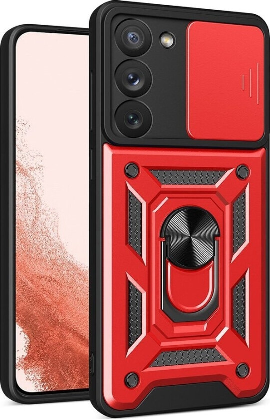 Hybrid Armor Camshield-Deksel Til Samsung Galaxy S23+ Pansret Deksel Med Kamerabeskytter Rød