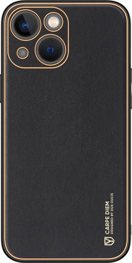 Yolo Iphone 14 Plus-Deksel, Elegant Svart Økologisk Skinndeksel