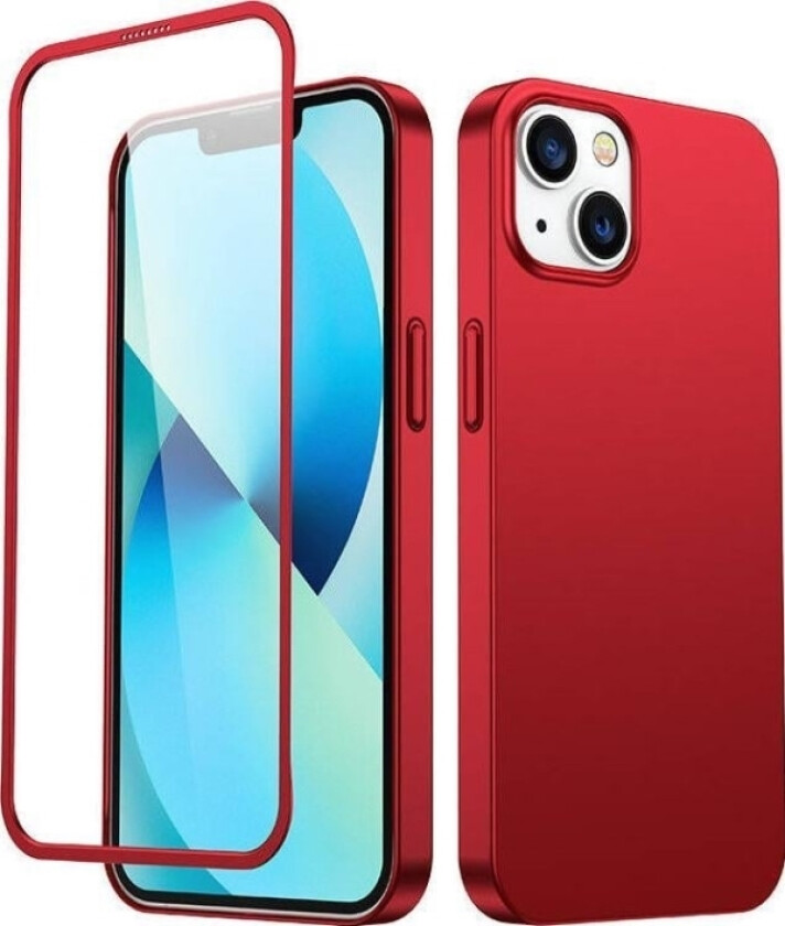 360 Full Case-Deksel For Iphone 13 Bak- Og Frontdeksel + Rødt Herdet Glass (Jr-Bp927 Rød)