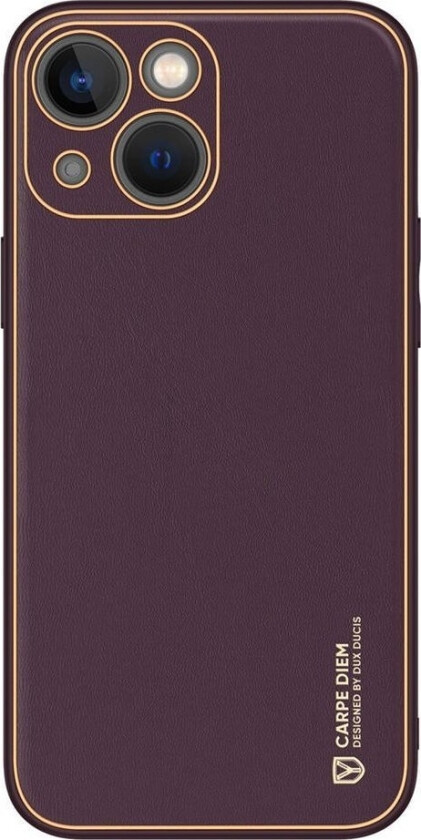 Yolo Iphone 14 Plus-Deksel, Elegant Deksel Laget Av Lilla Økologisk Lær