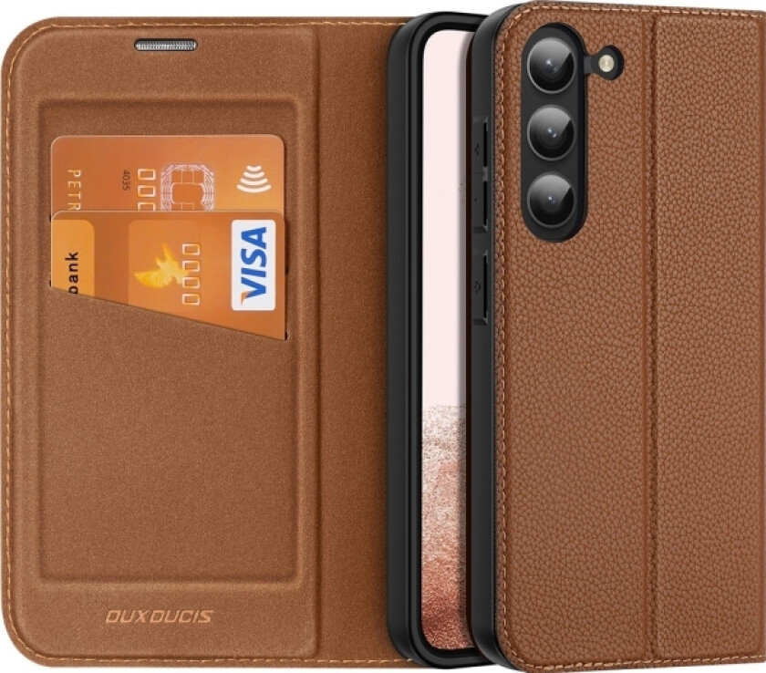 Skin X2-Deksel Til Samsung Galaxy S23-Dekselet Med Klaff Lommebokstativ Brun