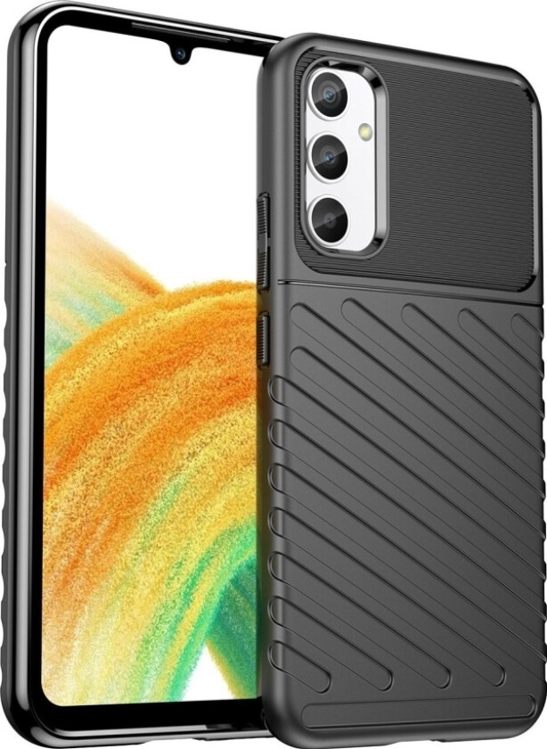 Thunder Case Deksel Til Samsung Galaxy A34 5G Silikon Pansret Deksel Sort