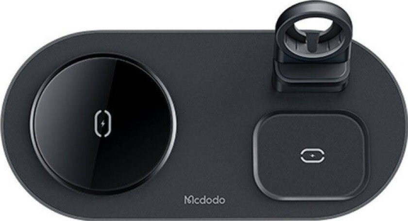 Lader  Ch-7063 Trådløs Lader 3In1 15W (Telefon/Tws/Apple Watch) Svart