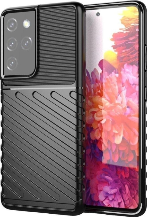 Thunder Case Fleksibelt Pansret Deksel Til Samsung Galaxy S22 Ultra Svart