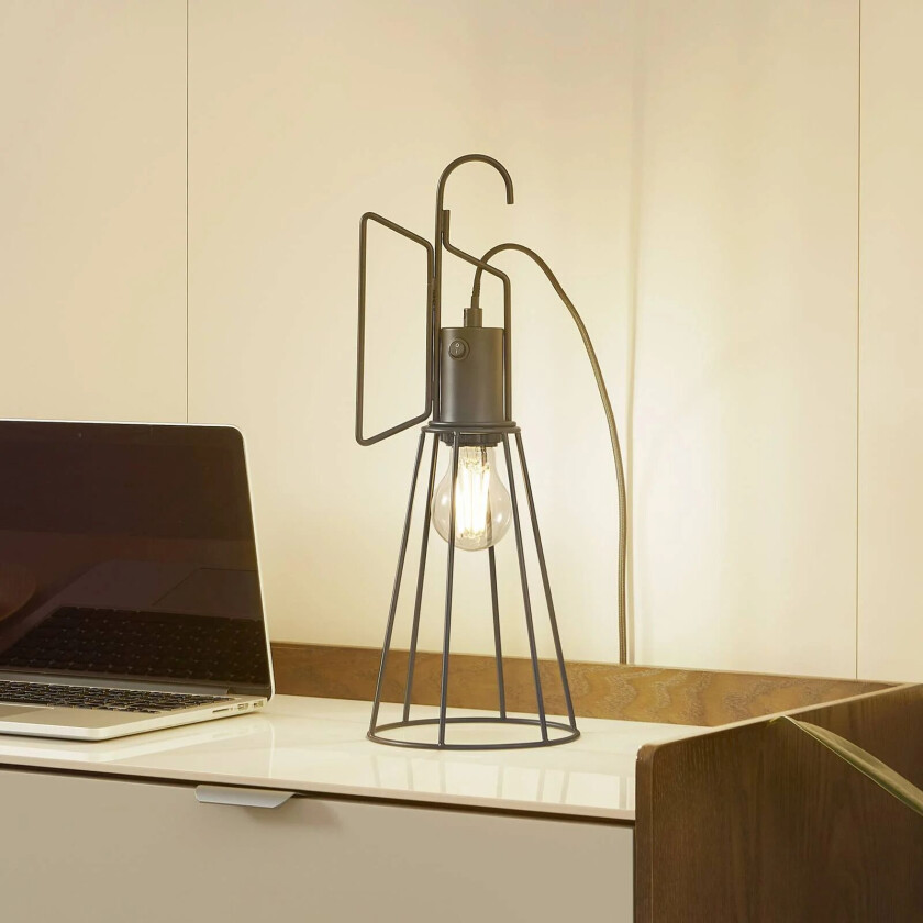 bordlampe Tharion, svart, metall, Ø 15,4 cm