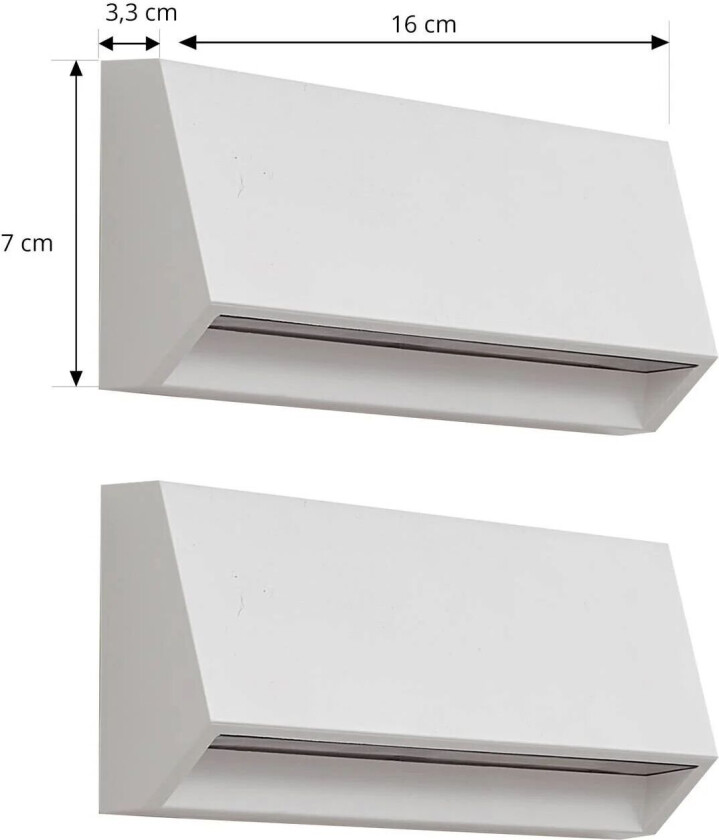 utendørs vegglampe Appeso, lengde 22 cm, sett med 2 stk