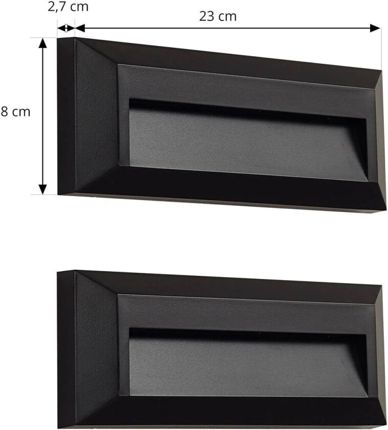 utendørs vegglampe Peker, svart, sett med 2, PC