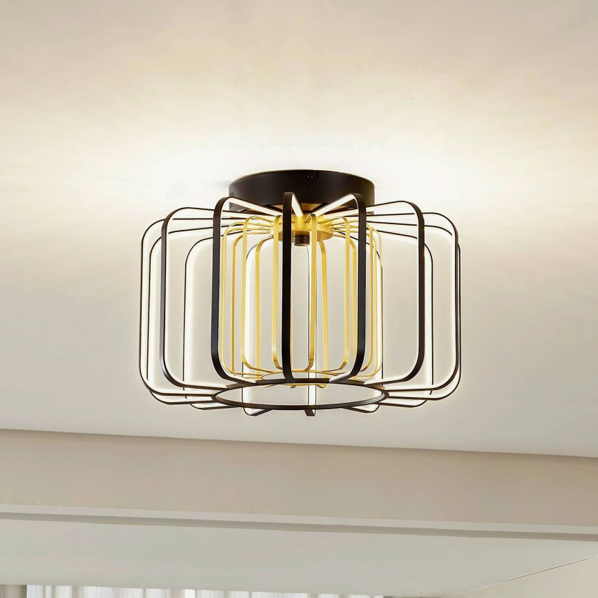 taklampe Birger, høyde 25,5 cm, svart/gull