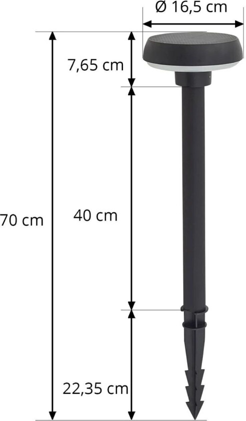 Brinca lampe med jordspyd, svart, PC, sensor