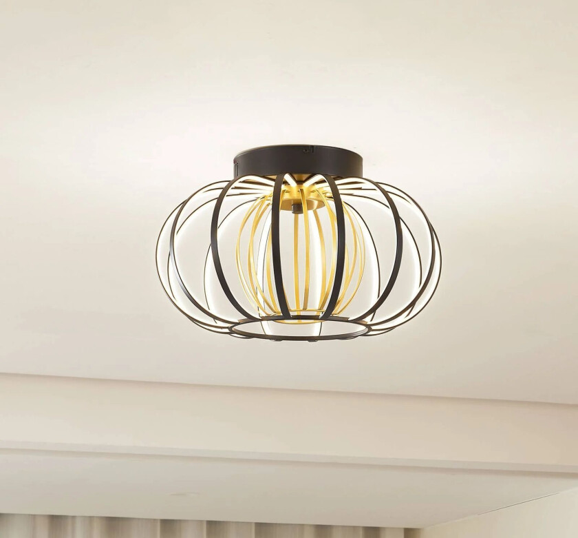 taklampe Birger, høyde 24 cm, svart/gull