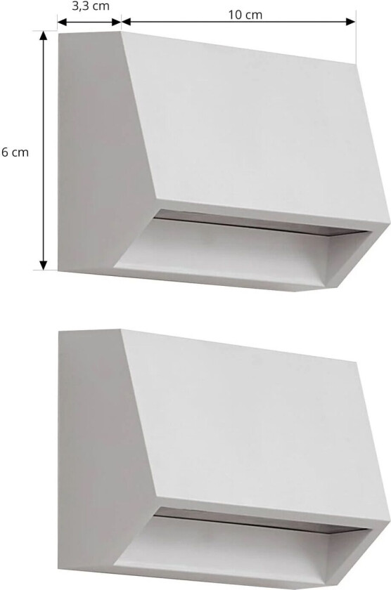 utendørs vegglampe Appeso, lengde 10 cm, sett med 2 stk