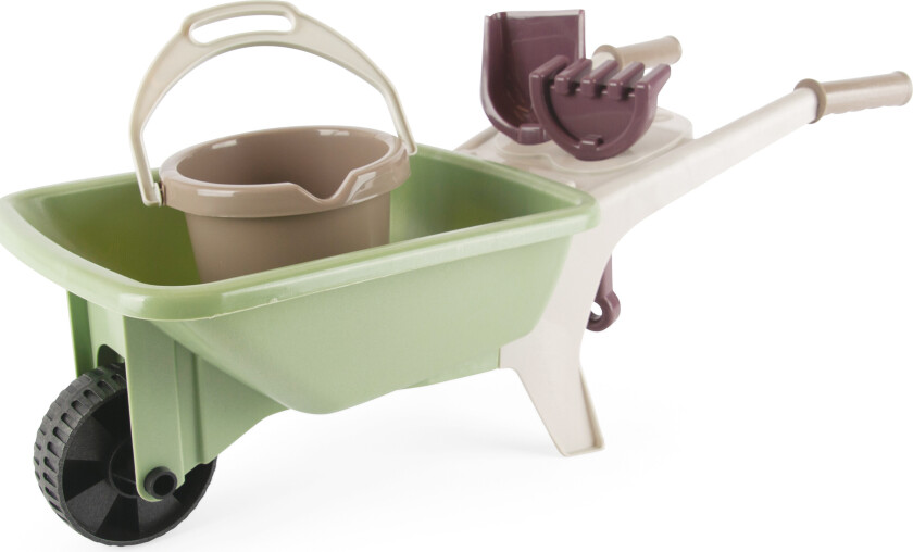Green Garden Toy Trillebårsett - Trillebår, bøtte, spade, rake - 2+ år