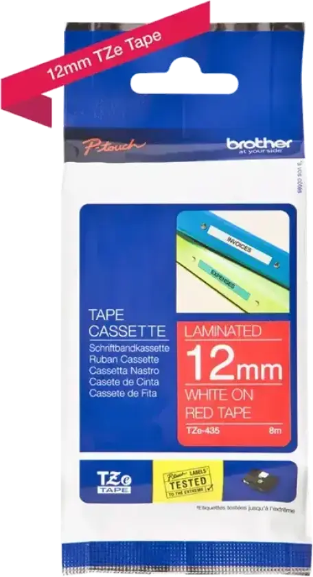 Brother TZe tape 12 mm x 8 m white / red