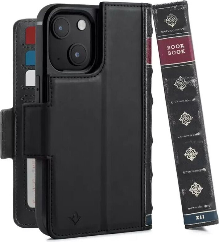 iPhone 13 BookBook Flipdeksel i Ekte Skinn - Svart