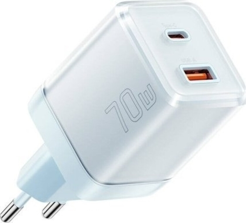 Yueqi 70W Gan Usb-C + Usb-A Vegglader (Blå)