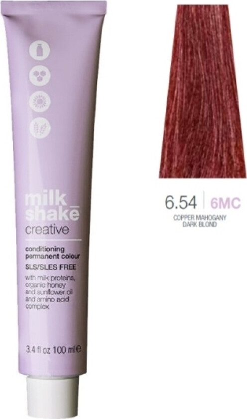 Milk Shake Milk Shake, Creative, Sls/Sles-Free, Permanent Hair Dye, 6.546Mc Copper Mahogany Dark Blond, 100 Ml For Women