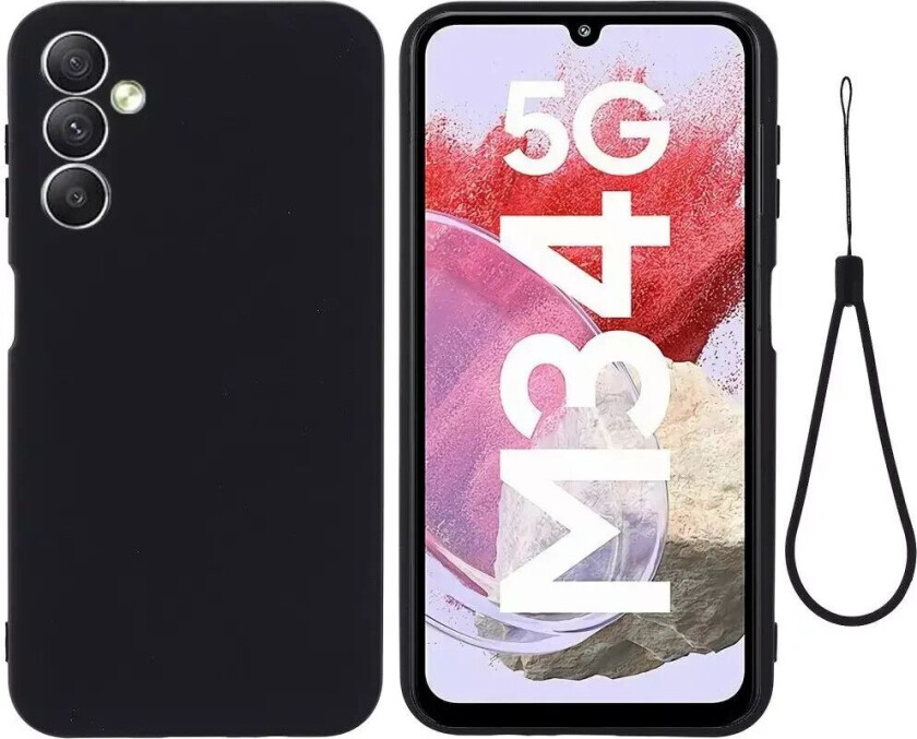 Samsung Galaxy M34 (5G) / F34 (5G) Liquid Silikon Deksel med Stropp - Svart