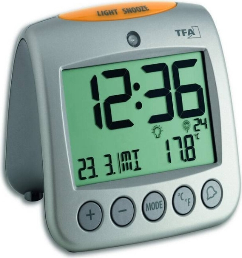 Tfa-Dostmann 60.2514, Digital Vekkerklokke, Sølv, Lcd, Aa, 112 Mm, 110 Mm