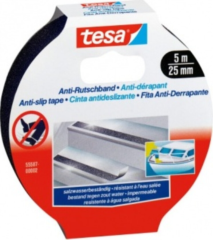 Tesa Anti-Slip Tape, 25Mm X 5M, Svart