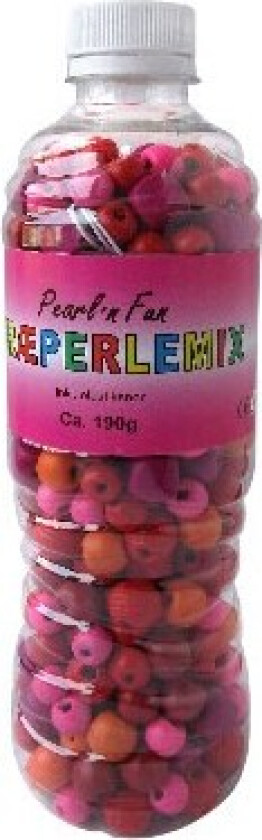 Pearl`N Fun Træperlemix 190G Rød/Pink/Orange