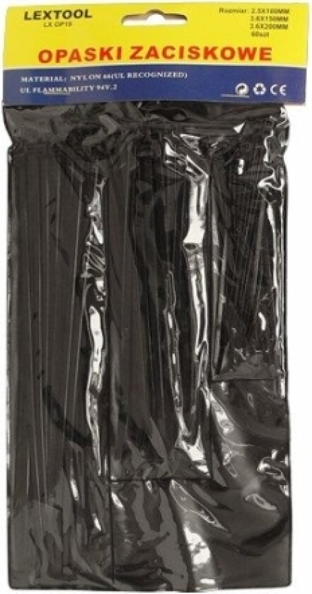 Lextool Organizer Cable Ties Set 20,30,35Cm Black/60Pcs (Lxop21)
