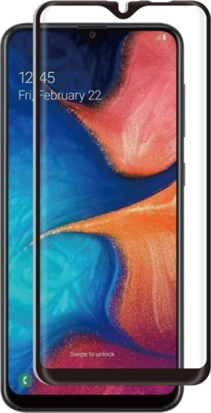Premium Full Cover - Skjermbeskyttelse For Mobiltelefon - Glass - Rammefarge Svart - For Samsung Galaxy A20s