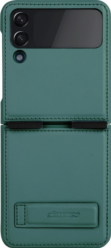 Nillkin Nillkin Qin Vegan Lærveske Til Samsung Galaxy Z Flip 4 Deksel Laget Av Økologisk Skinnstativ Mørkegrønn