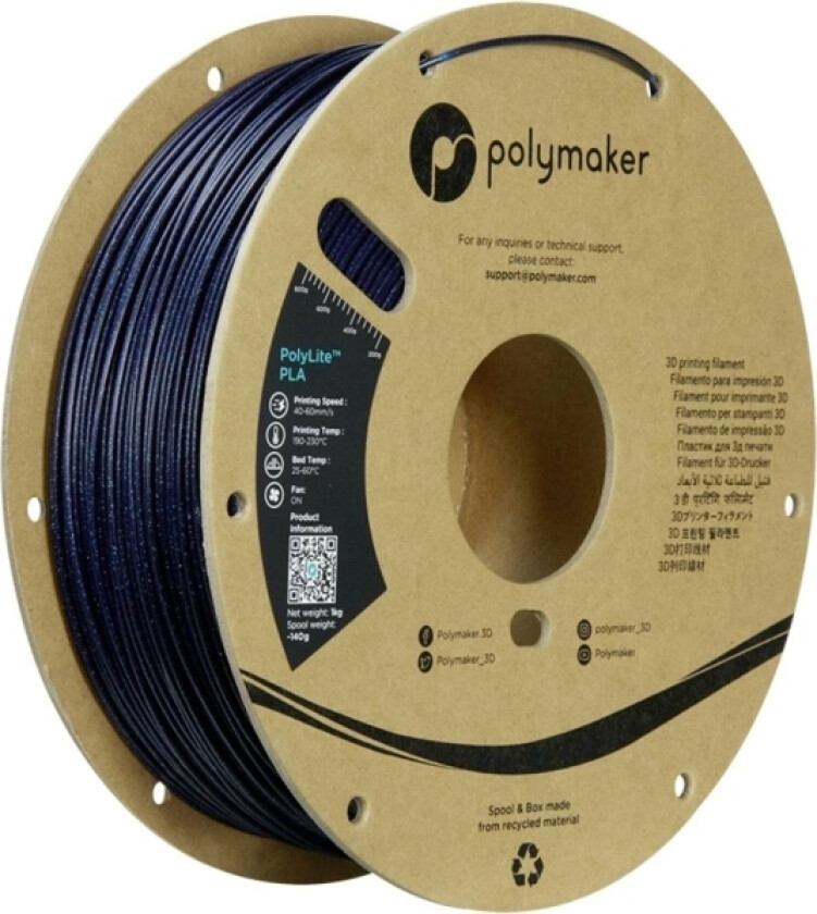 Polymaker Pa02014 Galaxy Filament Pla-Plast Høj Grad Af Stivhed, Høj Grad Af Trækstyrke 1.75 Mm 1000 G Mørkeblå Polylite™ 1 Stk