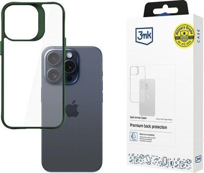 3Mk Apple Iphone 15 Pro - 3Mk Satin Armor Case+ Green