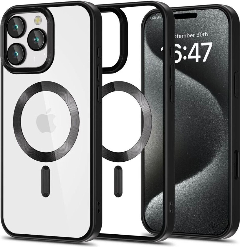 iPhone 16 Pro Tech-Protect Magflex Deksel - MagSafe Kompatibel - Gjennomsiktig / Sateng Svart