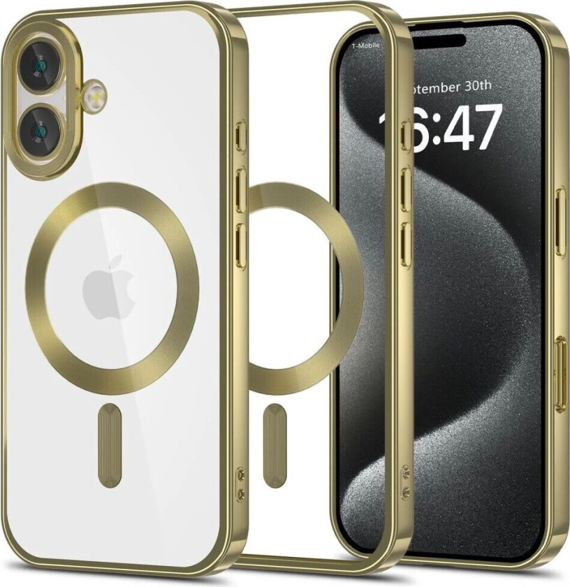 iPhone 16 Tech-Protect Magflex Deksel - MagSafe Kompatibel - Gjennomsiktig / Sateng Gull