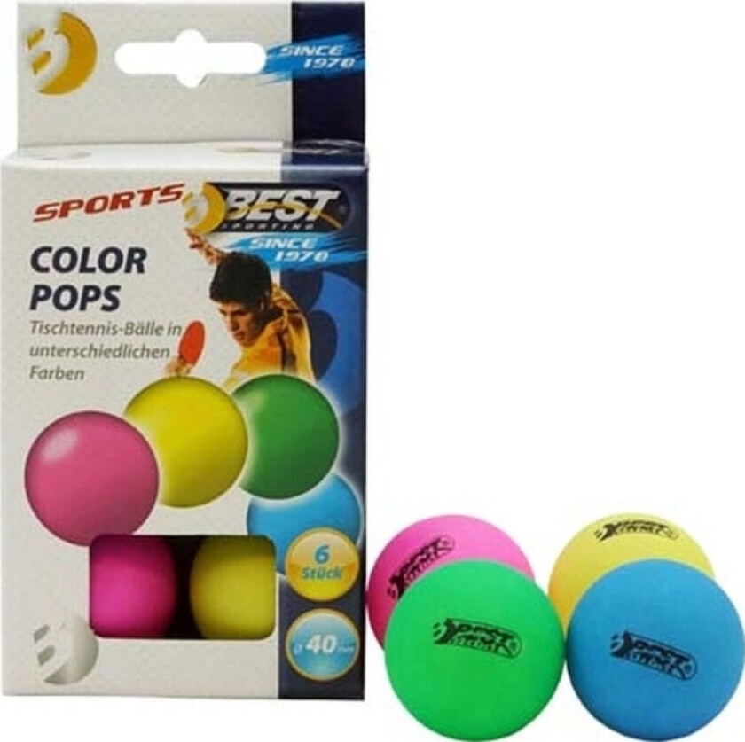 Bilde av Best Sporting 6 Fargerike Bordtennisballer, Diameter 40 Mm (23106)