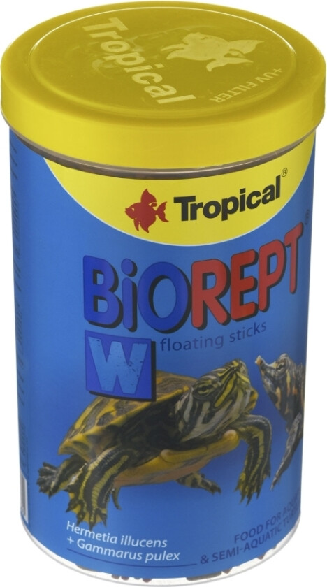 Biorept W, Akvariefisk, Tørr Fiskemat, Stang, Vitamin A, Vitamin C, Vitamin D3, Vitamin E, Kopper, Kobbersulfat, Jod, Strykejern, Molybdenum