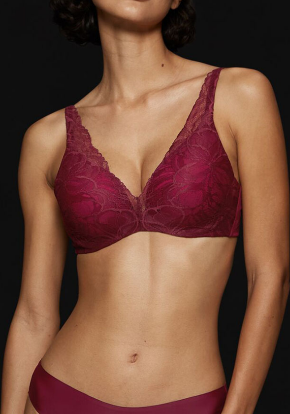 Body Make-Up Illusion Lace WP BH med spiler, rød, Størrelse: 85E, Kvinner