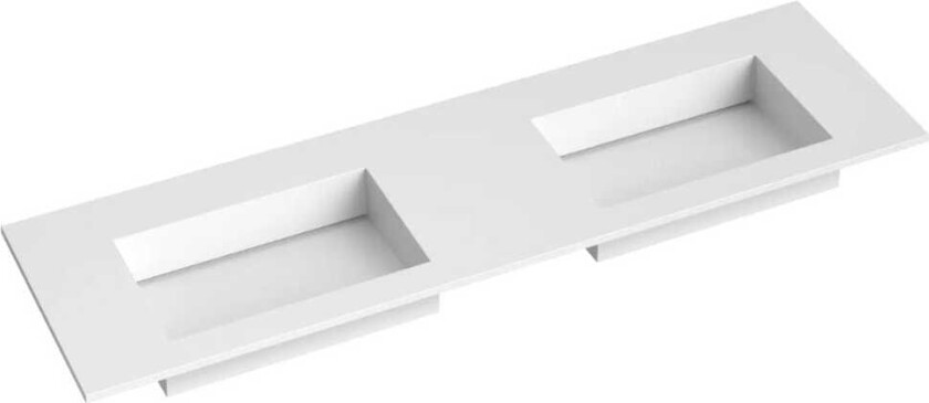 Bilde av Corian Servant med Flat Bunn Uten Kranhull Hvit Matt / 160cm