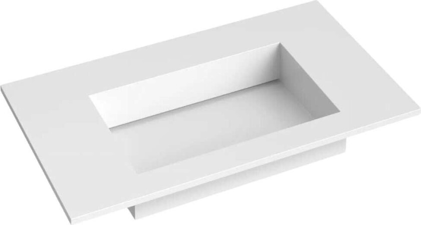 Corian Servant med Flat Bunn Uten Kranhull Hvit Matt / 80cm