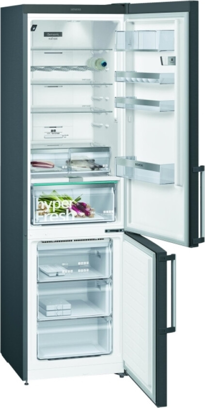 Iq500 Kg39nhxep - Kjøleskap/Fryser - Bunnfryser - Bredde: 60 Cm - Dybde: 66 Cm - Høyde: 204 Cm - 368 Liter - Klasse E - Svart Rustfritt Stål