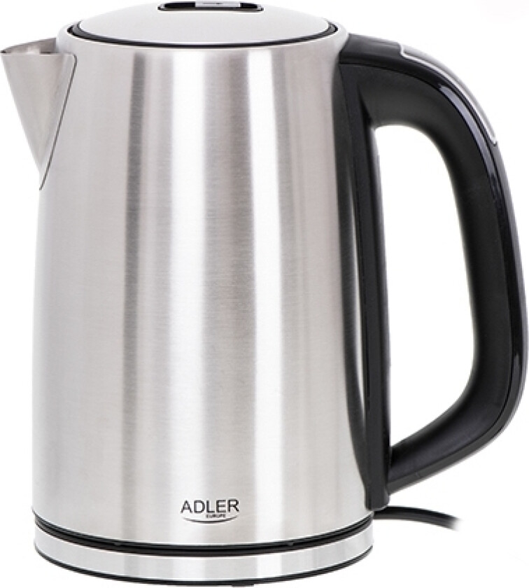 Adler Ad 1340, 1,7 L, 2200 W, Sort, Sølv, Stål, Justerbar Termostat, Vannivåindikator