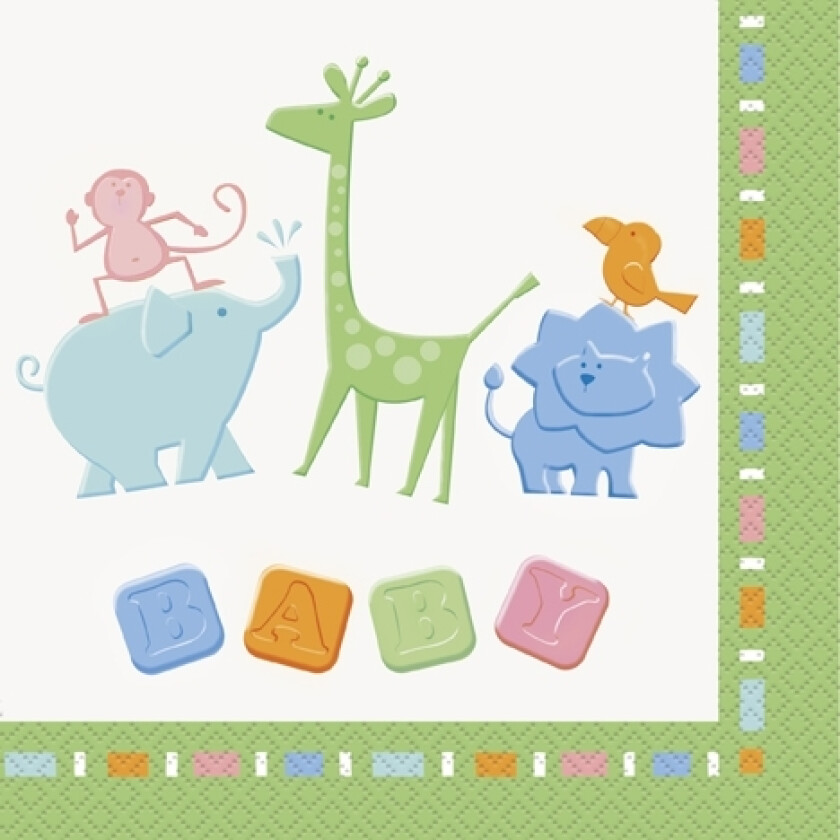 Animal cracker, servietter, 16 stk, 16,5 x 16,5 cm