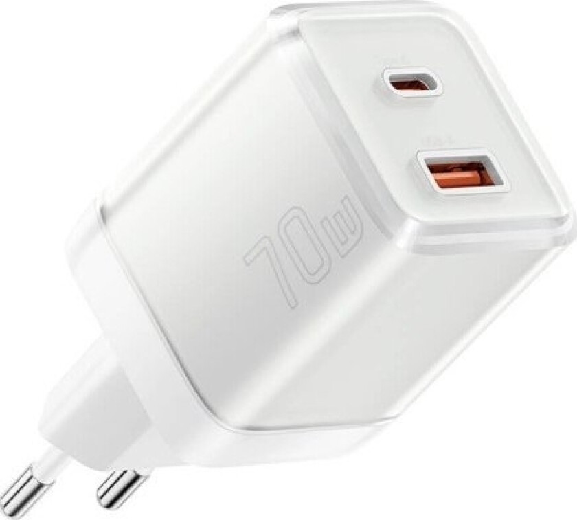 Yueqi 70W Gan Usb-C + Usb-A Vegglader (Hvit)