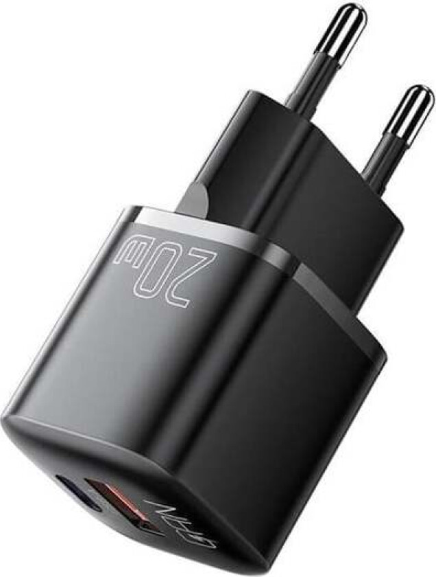 Charger USB-C+USB-A 20W GaN (black)