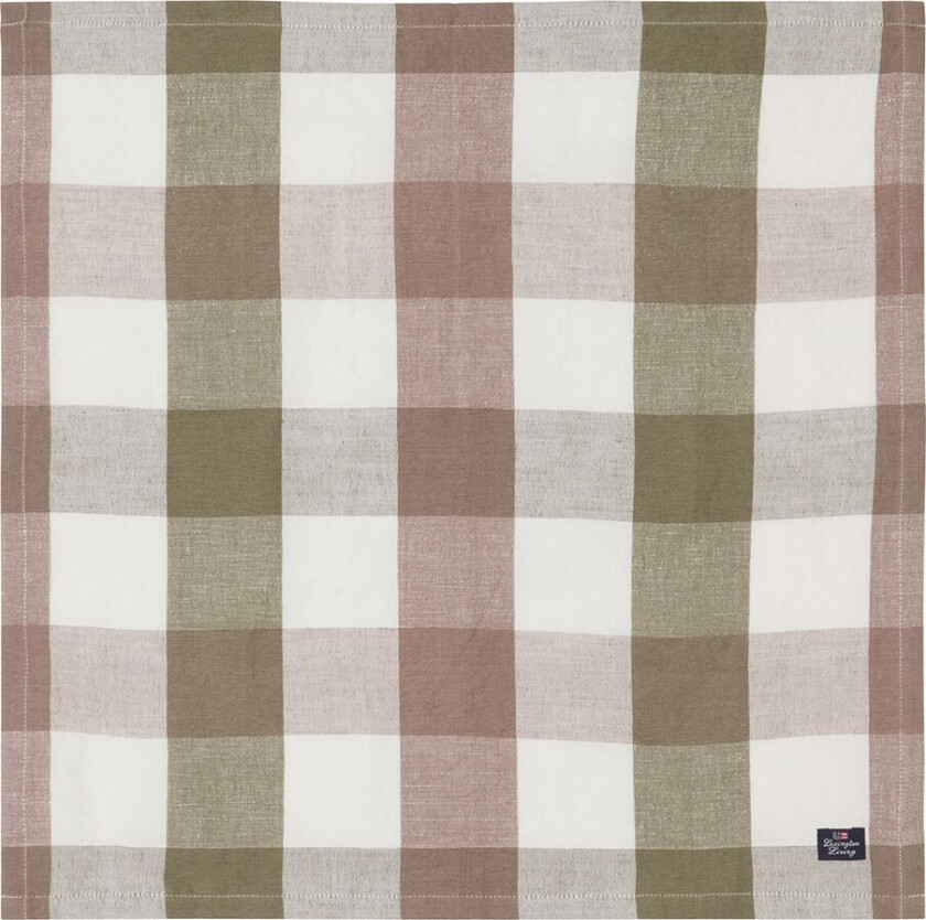 Checked Linen/Cotton stoffserviett 50x50 cm Olive