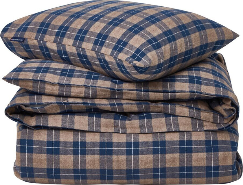 Checked Flannel sengesett 220x220 cm Denim blue-beige